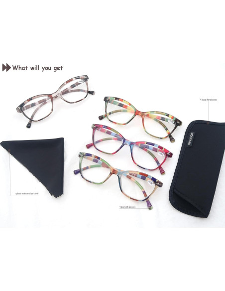 Gafas de Lectura HEEYYOK 4 Pack Coloridas 0.50x Mujeres Gafas de Lectura HEEYYOK 4 Pack Coloridas 0.50x Mujeres