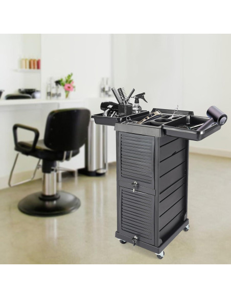 Carro de salón de belleza lkoewqzamx 7 niveles negro Carro de salón de belleza lkoewqzamx 7 niveles negro