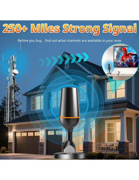 Antena HDTV DTB TECH 360 para TV Sin Cable 4K 1080P Antena HDTV DTB TECH 360 para TV Sin Cable 4K 1080P