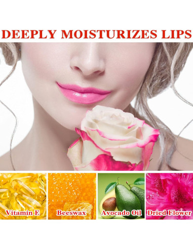 Set de 2 Labiales de Gel LZYLLS con Flor, Cambia de Color