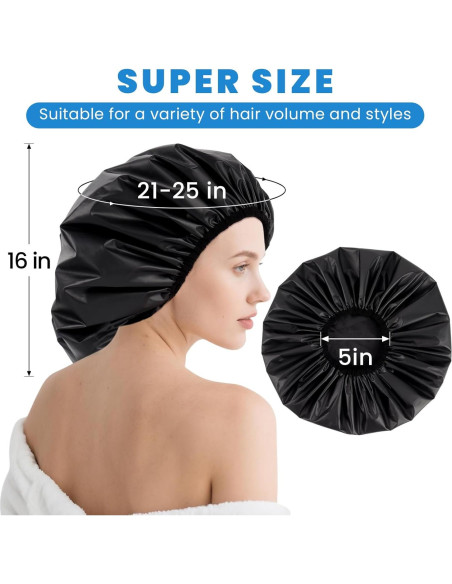 Gorro de Ducha Extra Grande JOLYEAK Impermeable Doble Capa Gorro de Ducha Extra Grande JOLYEAK Impermeable Doble Capa