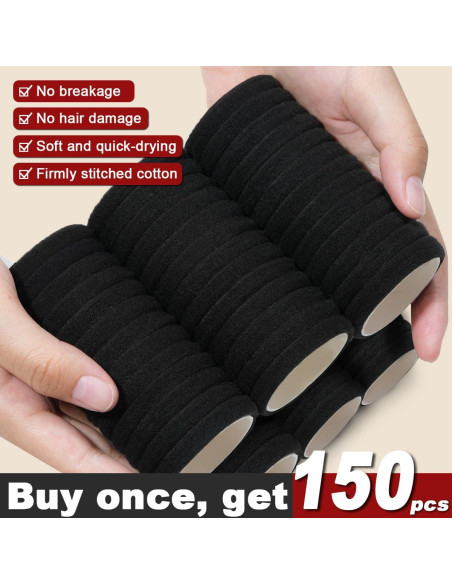 150 Sujetadores de Cabello IKOCO Algodón Sin Costura Negros 150 Sujetadores de Cabello IKOCO Algodón Sin Costura Negros