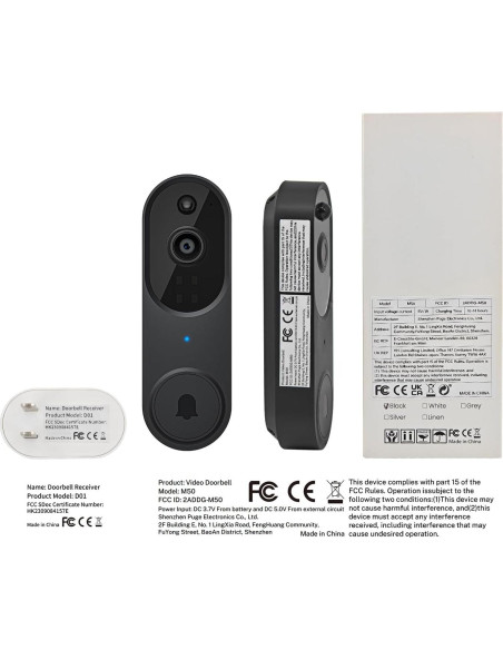 Cámara de Timbre Inalámbrica BITEPASS M50 1080p con IA Cámara de Timbre Inalámbrica BITEPASS M50 1080p con IA
