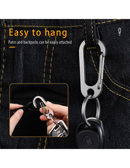 Clip de Carabinero de Titanio ResafeLy EDC con Anillo de Llave Clip de Carabinero de Titanio ResafeLy EDC con Anillo de Llave