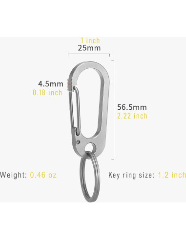 Clip de Carabinero de Titanio ResafeLy EDC con Anillo de Llave