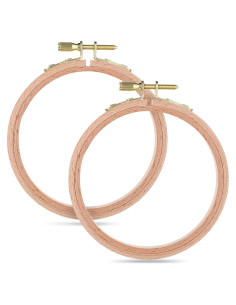 2 Aros de Bordado de Madera de Haya 10.5cm con Tornillo Ajustable