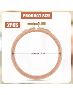 2 Aros de Bordado de Madera de Haya 10.5cm con Tornillo Ajustable 2
