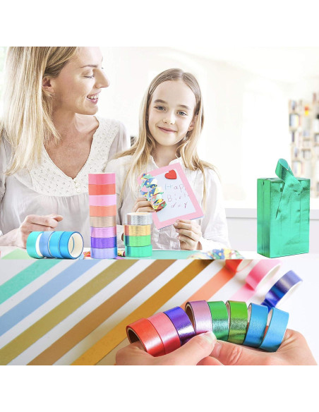 Conjunto de Cinta Decorativa Washi MPOPUUL - 16 Rollos 15mm Conjunto de Cinta Decorativa Washi MPOPUUL - 16 Rollos 15mm