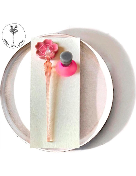 Juego de Pluma de Buceo de Vidrio Oblique Love Letters Coral Rosa Juego de Pluma de Buceo de Vidrio Oblique Love Letters Coral Rosa