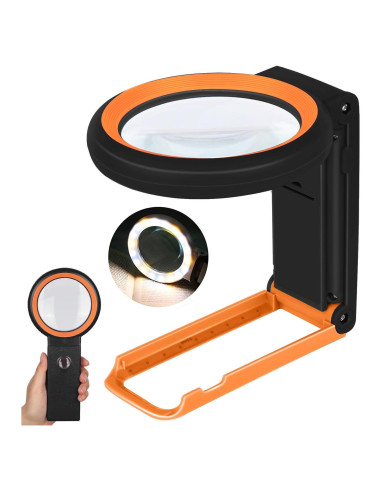 Lupa con Luz KIBTOY 30X 40X Plegable con 18 LEDs Negro