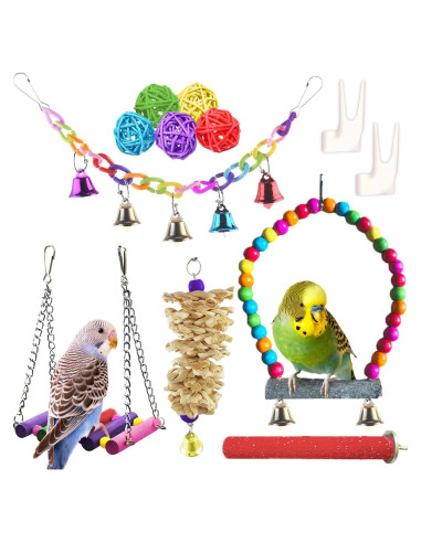 Paquete de 12 artículos para aves SunGrow - Columpios y perchas