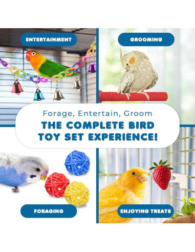 Paquete de 12 artículos para aves SunGrow - Columpios y perchas