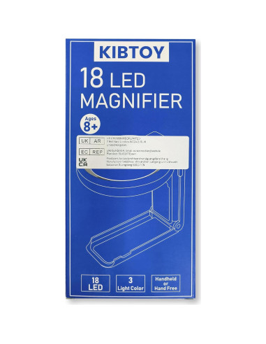 Lupa con Luz KIBTOY 30X 40X Plegable con 18 LEDs Negro