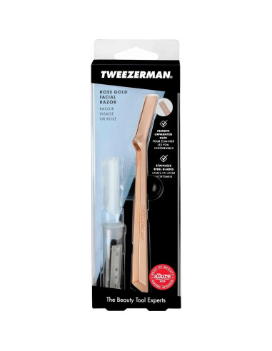 Razor Facial Tweezerman Oro Rosa - Reutilizable con 3 Hojas