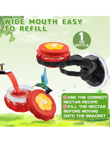 Alimentador de Colibrí Gbekery Juego de 2 Vidrio 29.57 ml