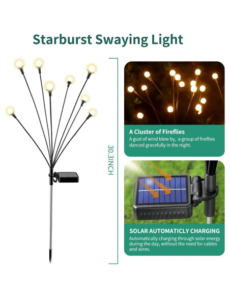 Luces Solares para Jardín VIGNUTO 2 Paquetes 16 LED IP65 Luces Solares para Jardín VIGNUTO 2 Paquetes 16 LED IP65