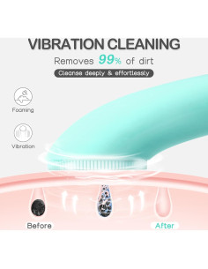 Cepillo Facial de Silicona PRITECH Recargable Verde con Calentamiento 2