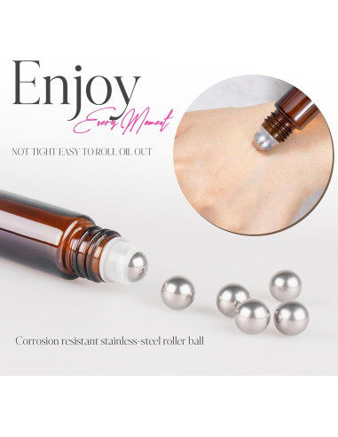 Set de 6 Botellas de Rodillo 10ml ZEJIA Vidrio Ámbar