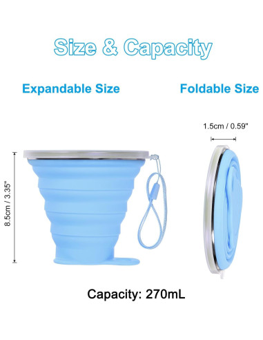 Taza de Viaje Plegable PATIKIL 270mL Azul - Paquete de 2