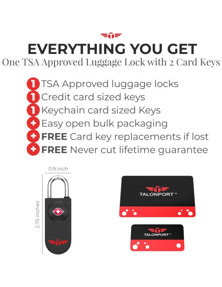 Candado de Equipaje TSA Talonport con Llaves de Tarjeta Candado de Equipaje TSA Talonport con Llaves de Tarjeta