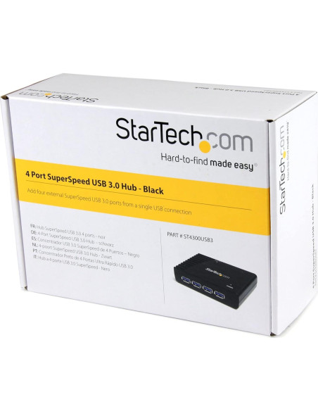 Hub USB 3.0 StarTech de 4 Puertos Alimentado 5Gbps Hub USB 3.0 StarTech de 4 Puertos Alimentado 5Gbps