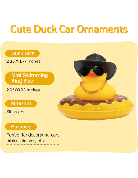 Pato de Goma Wonuu con Sombrero y Gafas para Auto Pato de Goma Wonuu con Sombrero y Gafas para Auto