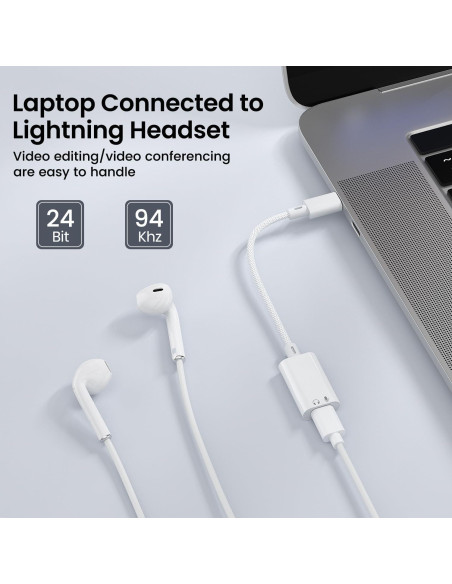 Adaptador de Audio USB-C a Lightning Mxcudu - Compatible iPhone 16/15 Adaptador de Audio USB-C a Lightning Mxcudu - Compatible iPhone 16/15
