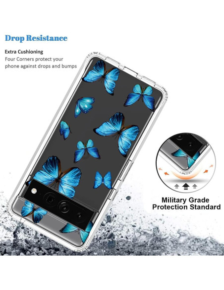 Funda Protectora TPU Cristalina Mariposa para Google Pixel 7 Pro