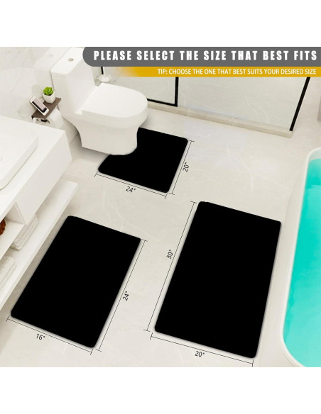 Alfombra de Baño MINIDEAR 40x61cm Negra Antideslizante Alfombra de Baño MINIDEAR 40x61cm Negra Antideslizante
