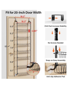 Organizador de Puerta Delamu 8 Niveles Metal Negro 43.2x20.6 cm 2