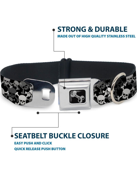 Collar de Perro Buckle-Down Calaveras Apiladas 23-38 cm Collar de Perro Buckle-Down Calaveras Apiladas 23-38 cm