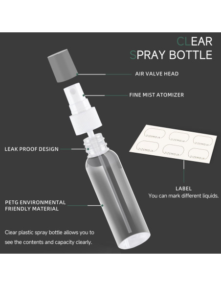Botellas de Spray 60ml ZIZEMOJA 3 Pack Reutilizables Botellas de Spray 60ml ZIZEMOJA 3 Pack Reutilizables