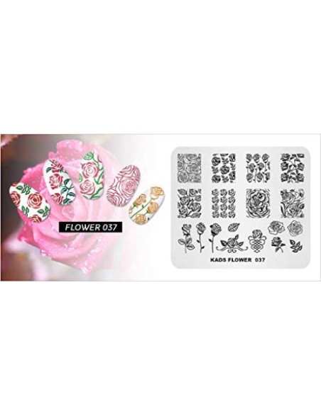 Plantilla de Estampado de Uñas KADS FL037 Flores 7.99x6.99cm Plantilla de Estampado de Uñas KADS FL037 Flores 7.99x6.99cm