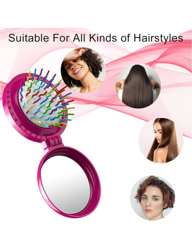 Cepillo de cabello portátil ONLYFU 8 Pcs con espejo plegable