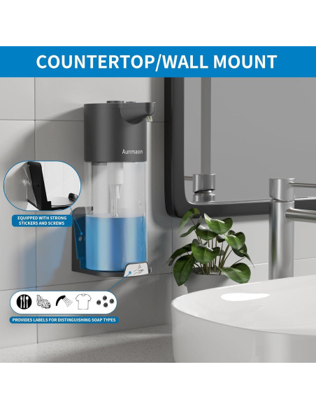 Dispensador de Jabón Automático Aunmaon Negro Mate 2.5ml Dispensador de Jabón Automático Aunmaon Negro Mate 2.5ml