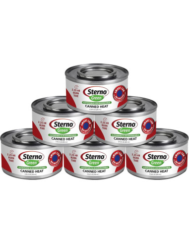 Juego de Buffet Sterno Acero Inoxidable 8 Cuartos + Gel Etanol 6 Latas