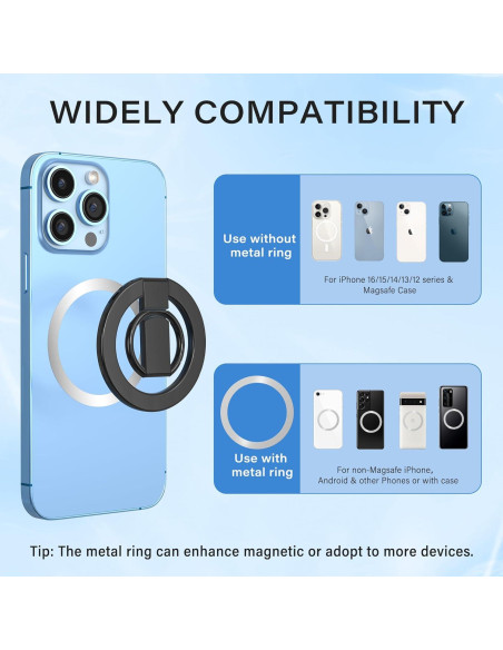 Soporte Magnético para Teléfono Qiruicomy MagSafe Negro Soporte Magnético para Teléfono Qiruicomy MagSafe Negro