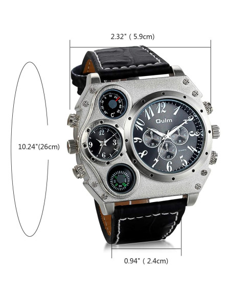 Reloj Militar JewelryWe Hombre 5.9cm Cuarzo Cuero Negro Reloj Militar JewelryWe Hombre 5.9cm Cuarzo Cuero Negro