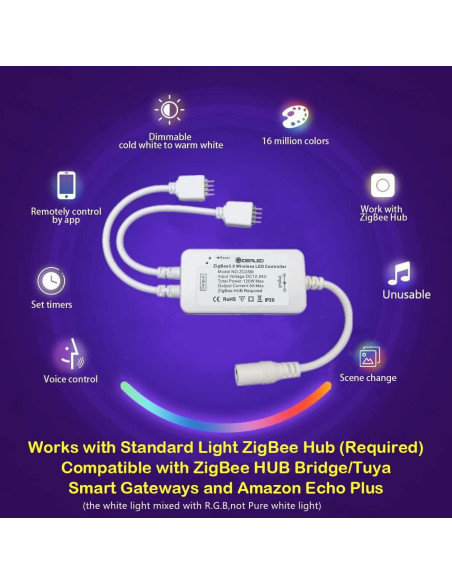 Tira LED RGB GIDERWEL 10m con Controlador ZigBee 3.0 Tira LED RGB GIDERWEL 10m con Controlador ZigBee 3.0