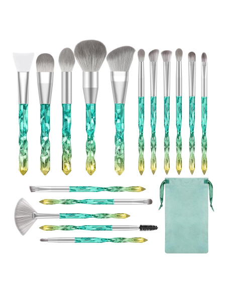 Juego de Brochas de Maquillaje BESTOPE PRO 16 Pcs Cristal Juego de Brochas de Maquillaje BESTOPE PRO 16 Pcs Cristal