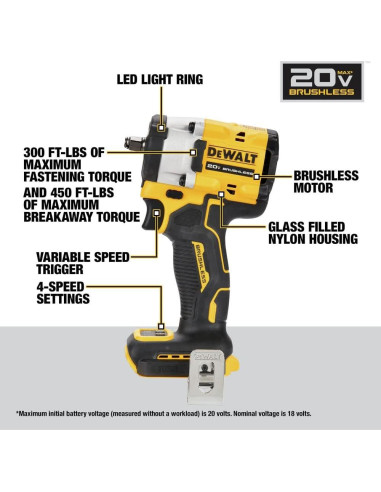 Llave de Impacto Inalámbrica DEWALT DCF923B 20V 3/8" 406 Nm