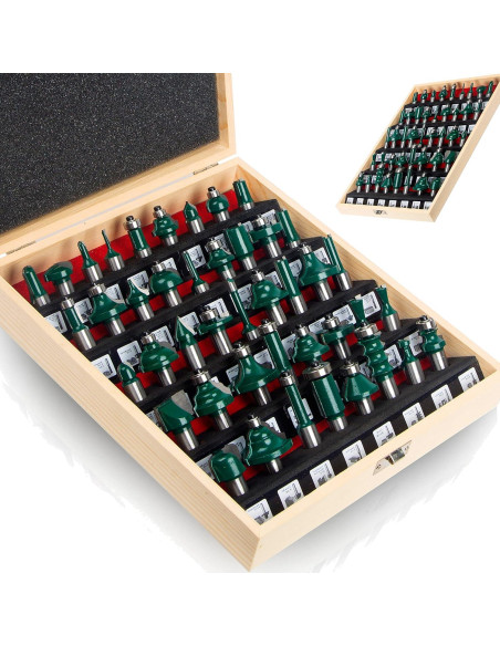 Juego de Brocas para Router TAIWAIN 43 PCS 1/2" Shank Carburo Juego de Brocas para Router TAIWAIN 43 PCS 1/2" Shank Carburo