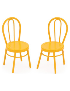 Juego 2 Sillas Miniatura Bistro Cutemini Hierro Amarillo 8.2cm