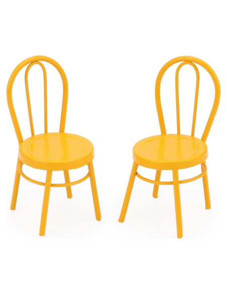 Juego 2 Sillas Miniatura Bistro Cutemini Hierro Amarillo 8.2cm Juego 2 Sillas Miniatura Bistro Cutemini Hierro Amarillo 8.2cm