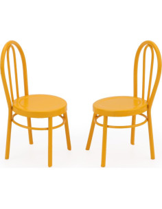 Juego 2 Sillas Miniatura Bistro Cutemini Hierro Amarillo 8.2cm 2