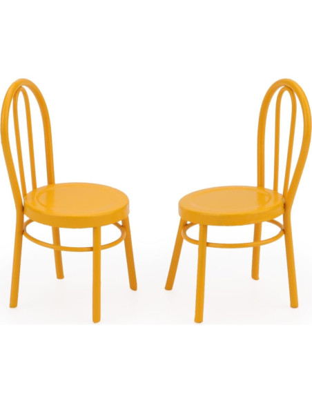 Juego 2 Sillas Miniatura Bistro Cutemini Hierro Amarillo 8.2cm Juego 2 Sillas Miniatura Bistro Cutemini Hierro Amarillo 8.2cm