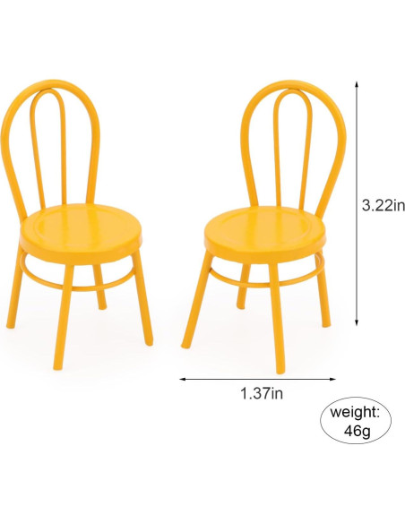 Juego 2 Sillas Miniatura Bistro Cutemini Hierro Amarillo 8.2cm Juego 2 Sillas Miniatura Bistro Cutemini Hierro Amarillo 8.2cm