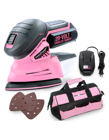Lijadora Detallada Pink Power PP204 20V Inalámbrica con Batería