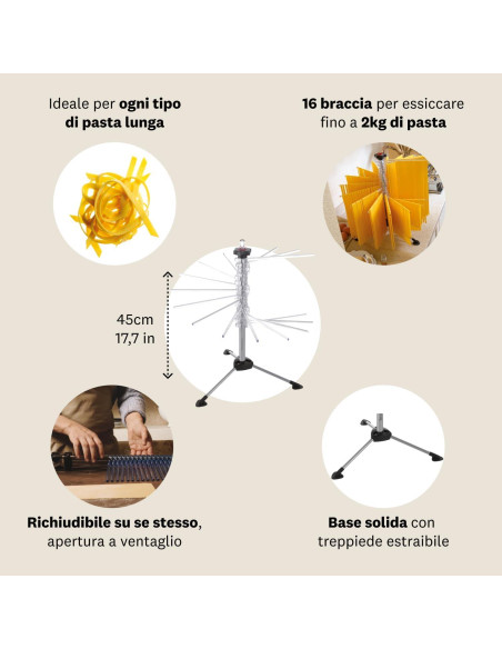 MARCATO Soporte Secado Pasta Plegable 0,91 kg Transparente MARCATO Soporte Secado Pasta Plegable 0,91 kg Transparente