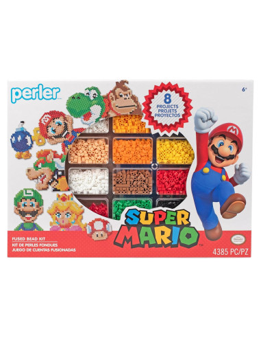 Kit Perler Super Mario Deluxe 4385 piezas y 8 patrones